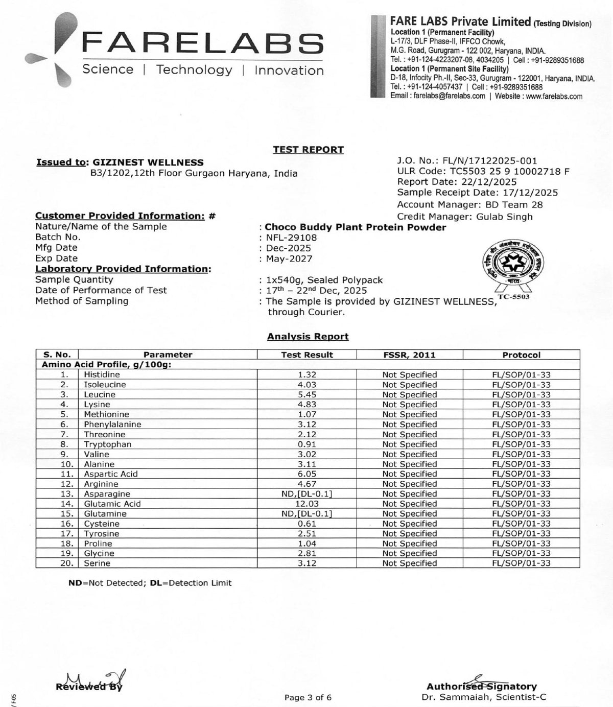 Amino Acid Profile